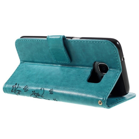 Etui z klapką do Samsung Galaxy S7 Edge, Butterfly, niebieskie