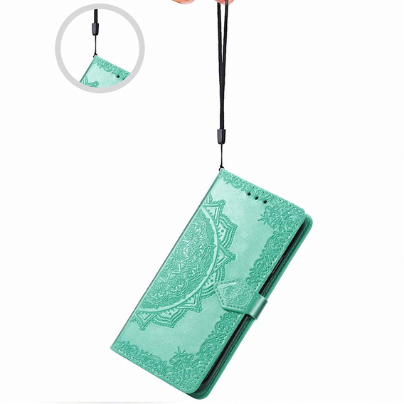 Etui z klapką do Samsung Galaxy M52 5G, Mandala, miętowe