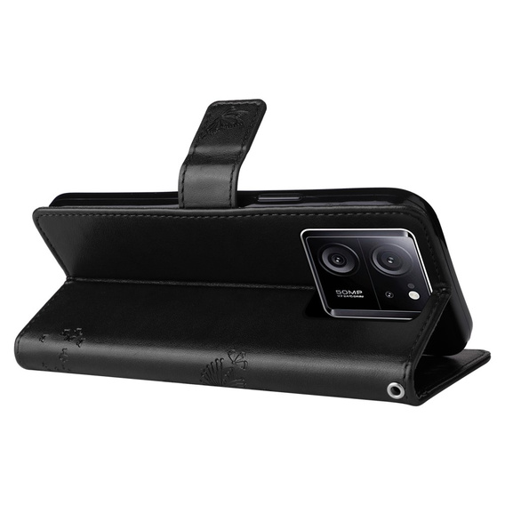 Etui z klapką do Xiaomi 13T / 13T Pro, Butterfly, czarne
