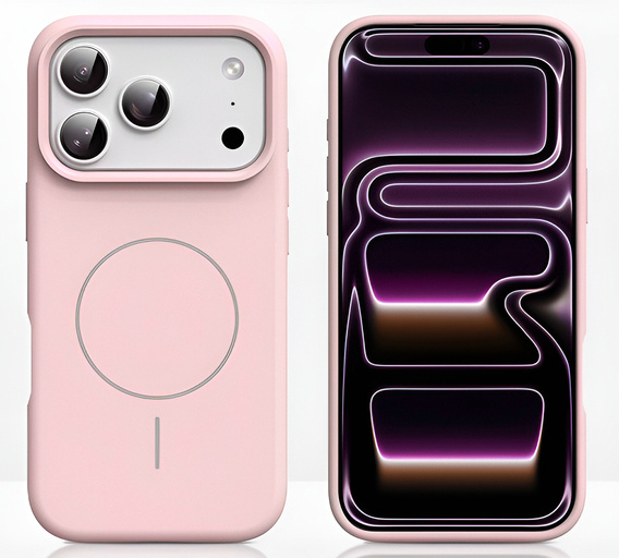 Etui silikonowe do iPhone 17 Pro, do MagSafe, antywstrząsowe, różowe