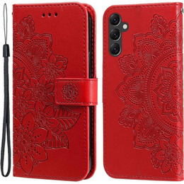 Etui z klapką do Samsung Galaxy A14 4G/5G, Mandala, czerwone