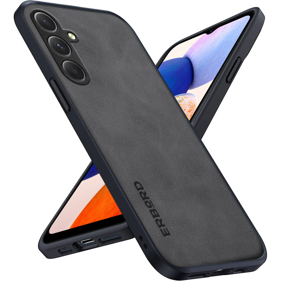 Zestaw Etui do Samsung Galaxy A14 5G, ERBORD Business, z blaszką do uchwytów samochodowych, Szare + Szkło