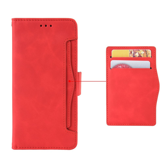Etui z klapką do Oppo Reno 14, Card Slot, portfelowe, czerwone