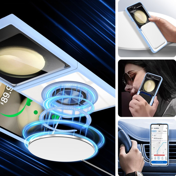 Etui do Samsung Galaxy Z Flip7 FE / Z Flip6, Corners Dropproof, do MagSafe, przezroczyste / niebieskie
