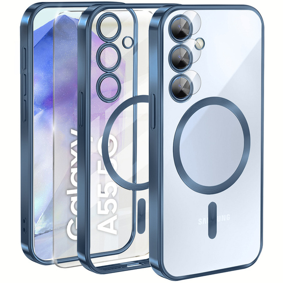 Etui do Samsung Galaxy A55 5G, Electro MagSafe, niebieskie + Szkło na ekran