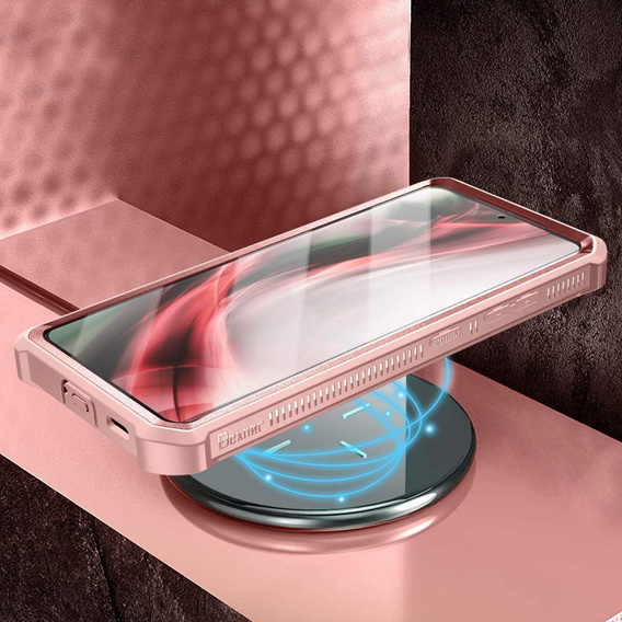 Etui pancerne do Samsung Galaxy S21 Ultra, Dexnor Full Body, różowe rose gold