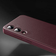 Etui do Samsung Galaxy S25 Edge – skórzane z okienkiem Smart View i kieszenią na kartę, bordowe