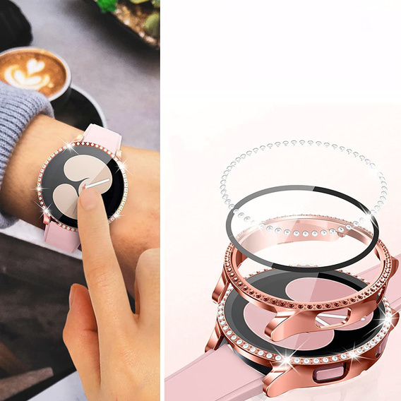 2w1 Etui + Szkło Hartowane do Samsung Galaxy Watch 6 40mm, Różowe