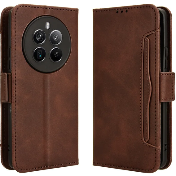 Etui z klapką do Realme 12 Pro 5G / 12 Pro+ 5G, Card Slot, brązowe