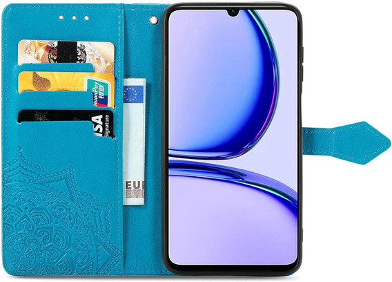 Etui z klapką do Realme Note 50, Mandala, niebieskie