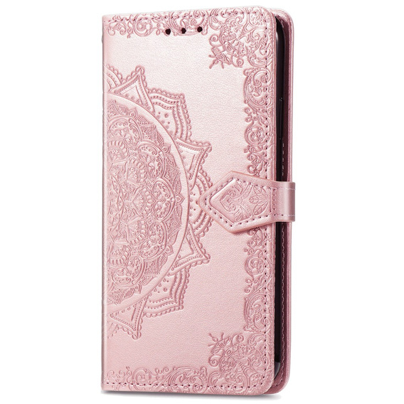 Etui z klapką do Motorola Moto E20/E30/E40, Mandala, różowe rose gold