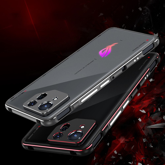 Etui do ASUS ROG Phone 8 Pro, Armor Bumper, z osłoną obiektywu, czarne / czerwone