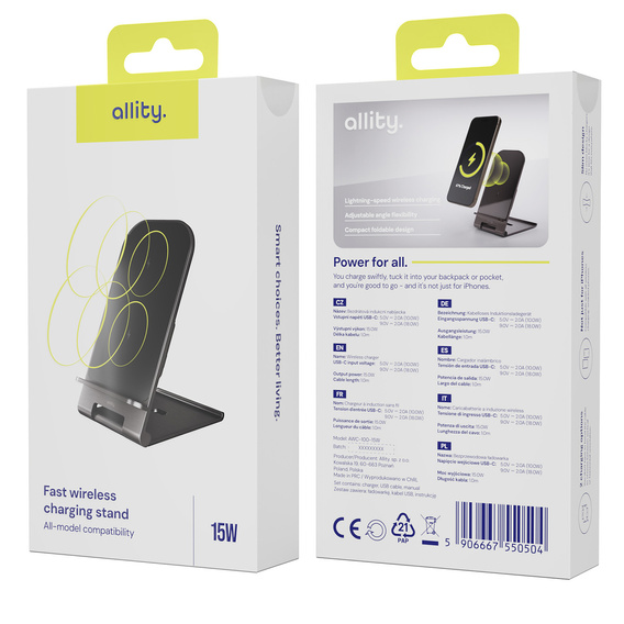 Allity AWC-100 – Ładowarka Bezprzewodowa 15W - czarna