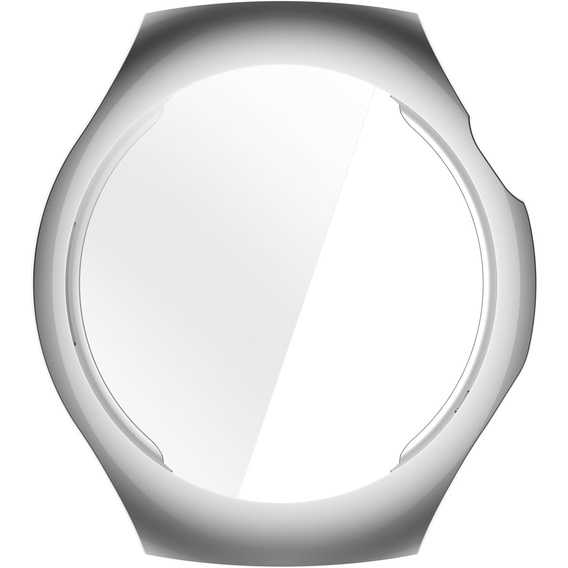 2w1 Etui silikonowe z osłoną ekranu do Huawei Watch 5 46mm – lekka ochrona wyświetlacza i boków - srebrne