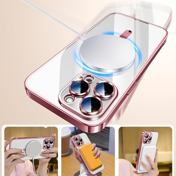 Etui do iPhone 14 Pro Max, Electro MagSafe, różowe + Szkło na ekran