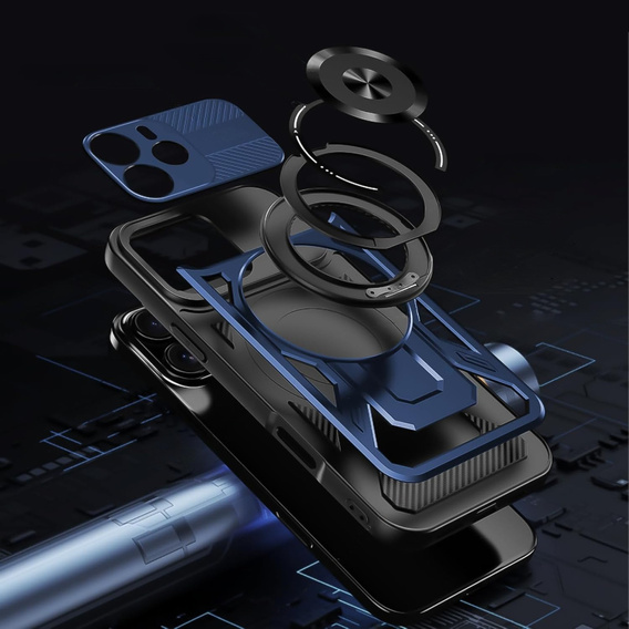 Etui Pancerne z Podstawką do Xiaomi Redmi Note 14 4G – Niebieskie