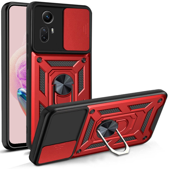 Etui pancerne do Xiaomi Redmi Note 12S 4G, CamShield Slide, czerwone