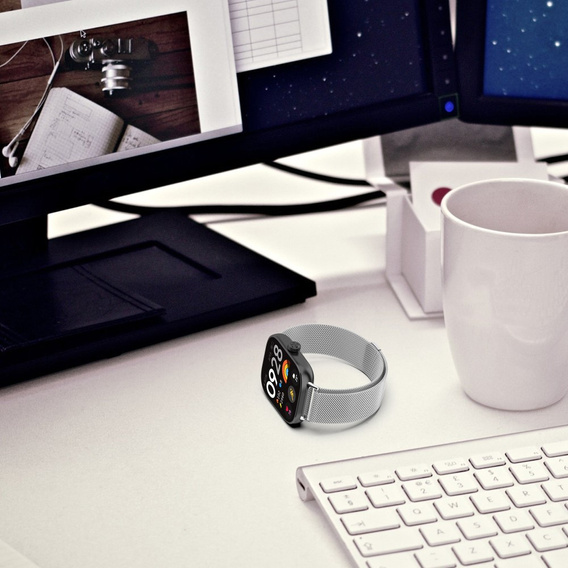 Pasek Bransoleta Milanese do Xiaomi Redmi Watch 4 / Xiaomi Smart Band 8 Pro / Xiaomi Smart Band 9 Pro, Srebrna