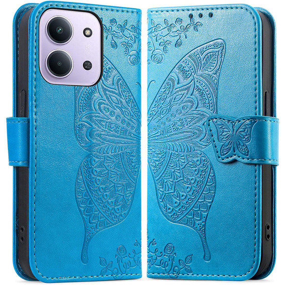 Etui z klapką do Xiaomi Redmi 15C 4G/LTE, Butterfly, niebieskie