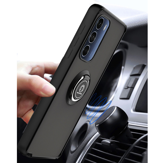Etui do Motorola Moto G200 5G, Frosted Ring, czarne