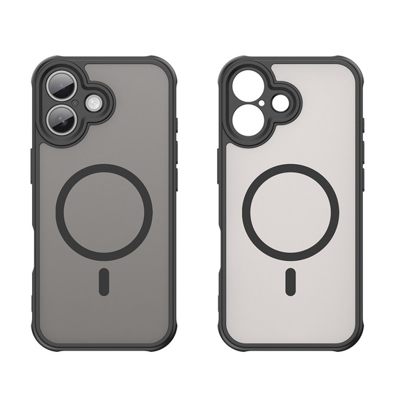 Etui do iPhone 17, do MagSafe, z ochroną aparatu, przydymione z czarną ramką