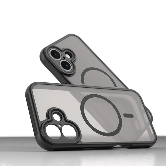 Etui do iPhone 17, do MagSafe, z ochroną aparatu, przydymione z czarną ramką