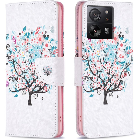 Etui z klapką do Xiaomi 13T / 13T Pro / Redmi K60 Ultra, Wallet, Colorful Tree białe