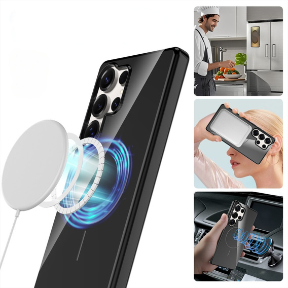 Etui do Samsung Galaxy S25 Ultra, magnetyczne z paskiem – czarne