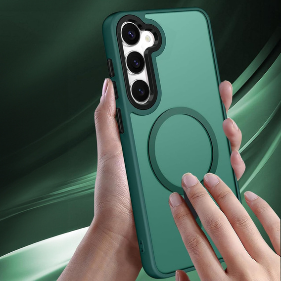 Etui do Samsung Galaxy S21 FE, do MagSafe, ERBORD Matt Case, zielony + Szkło na ekran