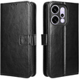 Etui z klapką do Oppo Reno 14, z fakturą Crazy Horse, czarne