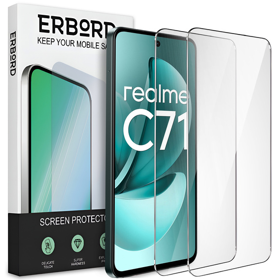 2x Szkło Hartowane ERBORD 9H Hard Glass do Realme C71 – codzienna ochrona w eleganckim wydaniu