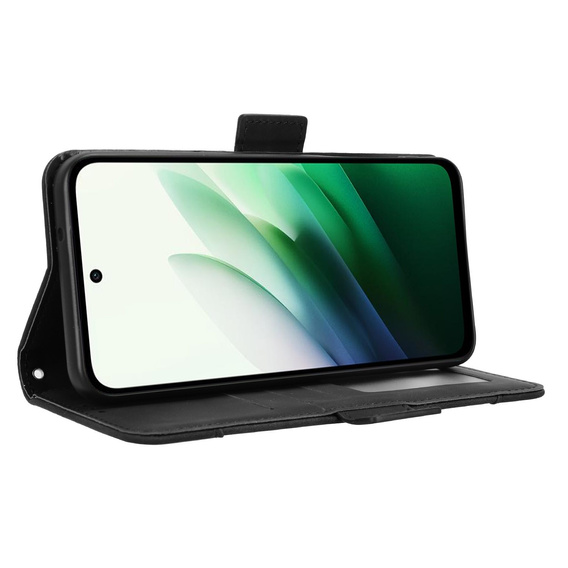 Etui z klapką do Xiaomi Redmi 15 5G / 4G, Card Slot, portfelowe, czarne
