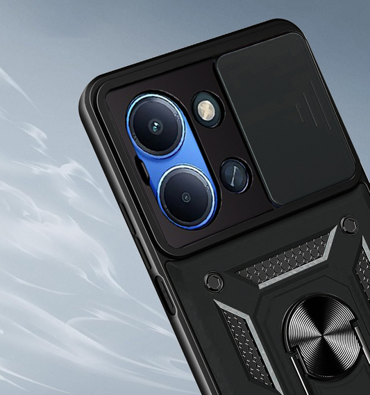 Etui pancerne do Xiaomi Redmi 15C 4G/LTE, z ochroną aparatu, z podstawką, czarne