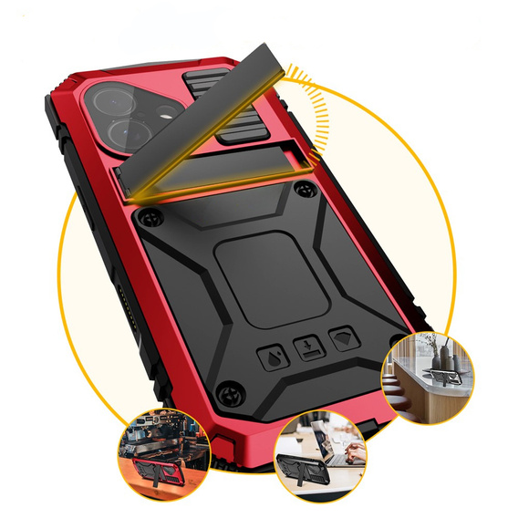 Etui R-JUST z podstawką i wbudowanym szkłem do iPhone 17