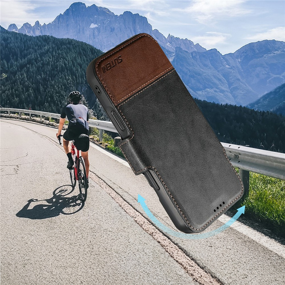 Etui z klapką 2w1 do iPhone 17 Pro, SUTENI, do MagSafe, czarne