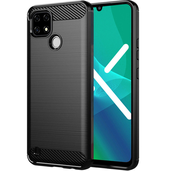 Zestaw Etui Karbon do Realme C21Y / C25Y, Czarne + szkło