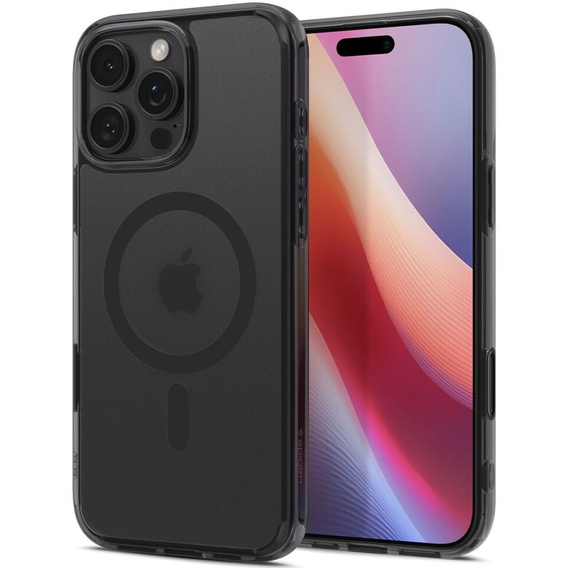Etui z MagSafe Spigen do iPhone 16 Pro, Ultra Hybrid "T", matowe przezroczyste / czarne + Szkło