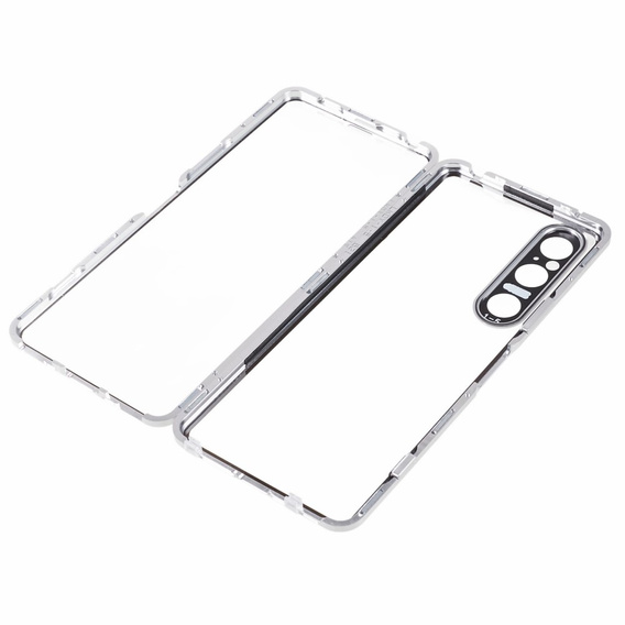 Etui do Sony Xperia 1 V, Magnetic Dual Glass, srebrne