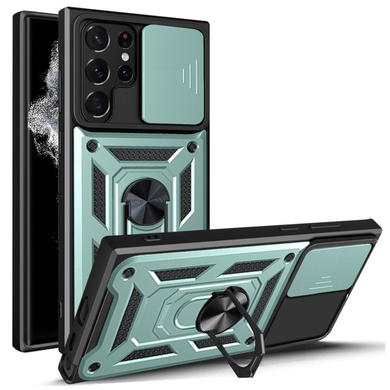Etui pancerne do Samsung Galaxy S23 Ultra, CamShield Slide, zielone