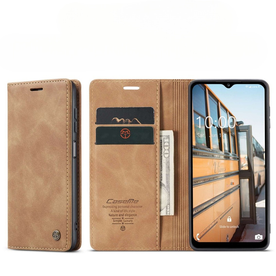 Etui CASEME do Samsung Galaxy M33 5G, Leather Wallet Case, brązowe