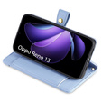 Etui z klapką do Oppo Reno 13, Wallet Zipper Pocket, niebieskie