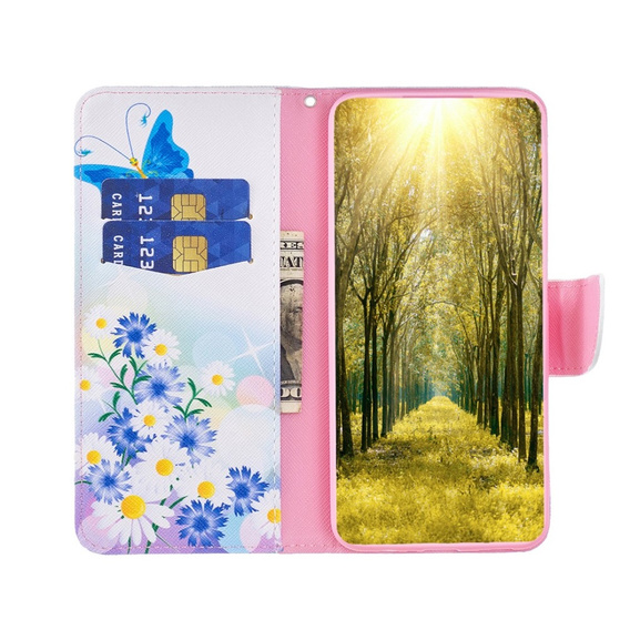 Etui z klapką do Xiaomi Redmi 12 4G, Wallet, Butterfly & Flowers białe