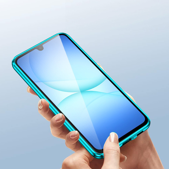 Etui do Samsung Galaxy A17 5G, Magnetic Dual Glass, przezroczyste z niebieskimi bokami