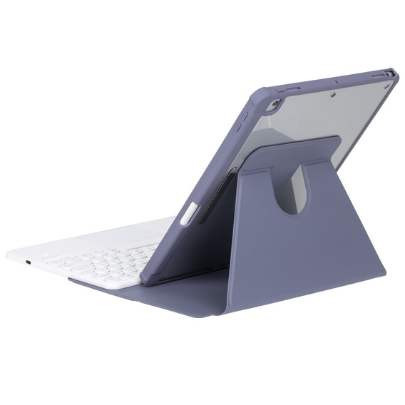 Etui z klawiaturą do iPad 11" 2025 A16 (11 gen.) / iPad 10.9" 2022 (10 gen.), Rotary 360° Leather, fioletowe