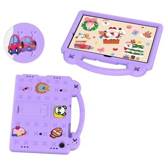Etui do Samsung Galaxy Tab A9+, Cute Patterns, z podstawką, Fioletowe