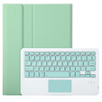 Etui z klawiaturą do iPad 11" 2025 A16 (11 gen.) / iPad 10.9" 2022 (10 gen.), TouchPad Pen Slot, jasnozielone