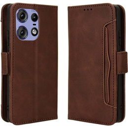 Etui z klapką do Motorola Edge 50 Pro, Card Slot, brązowe