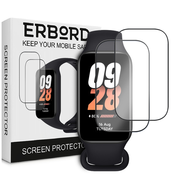 2x Szkło Hybrydowe ERBORD do Xiaomi Smart Mi Band 8 Active