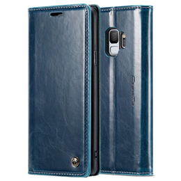 Etui z klapką CASEME do Samsung Galaxy S9, Waxy Textured, niebieskie