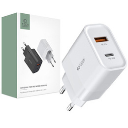 Tech-Protect C30W QC3.0 Uniwersalna Ładowarka Sieciowa USB-A USB-C, White